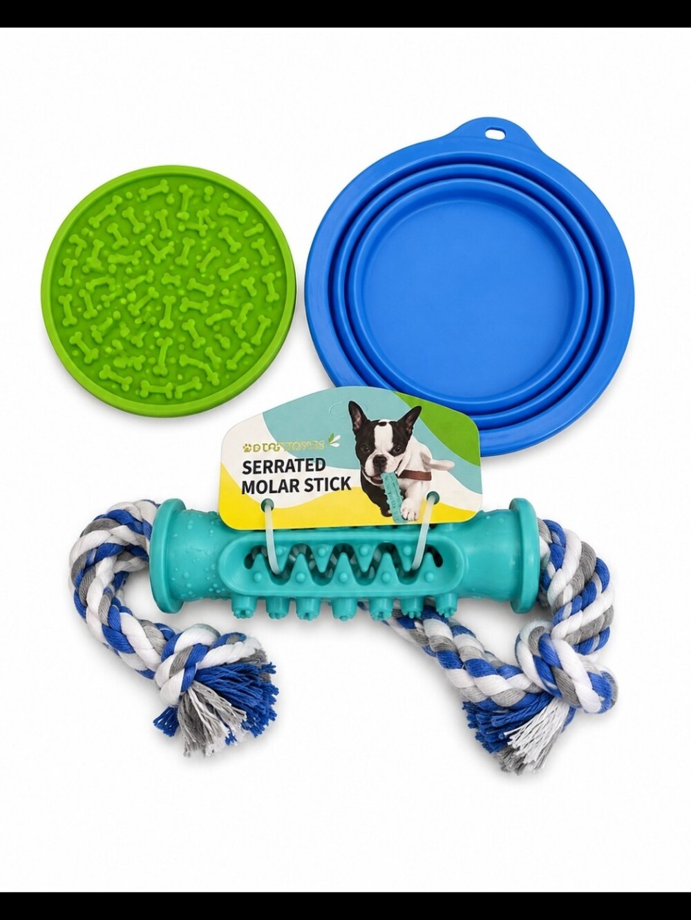 3/$30 Dog Accessories Bundle Teether Bowl Grips and Travel Water Bowl